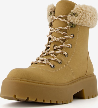 Ghete cu șireturi Bershka pe maro cămilă / nisipiu, Vizualizare produs