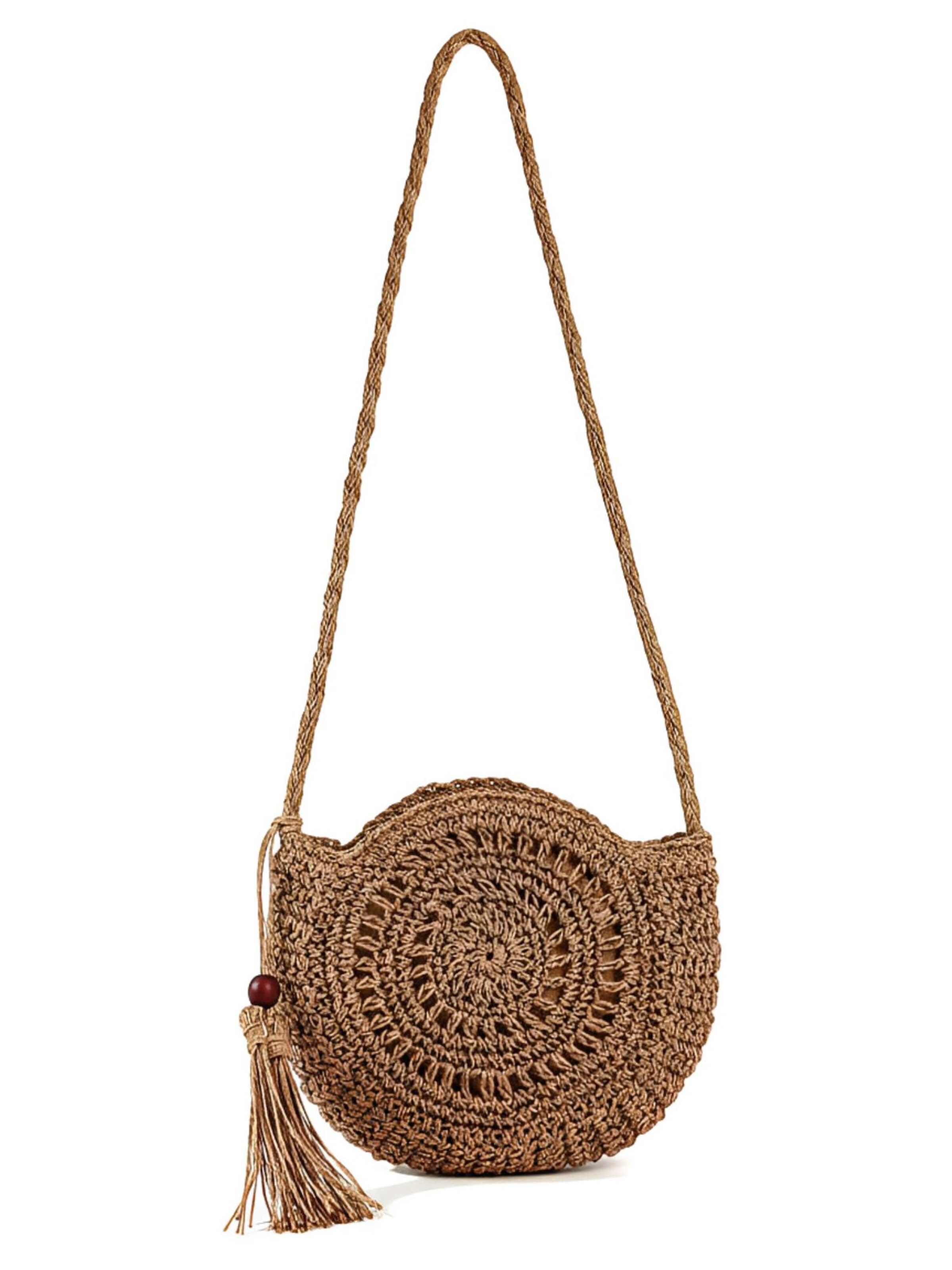 Lovolotti Schultertasche 'Boho Crochet Straw Shoulder Bag with Tassel Detail'‌‌‌‌‌‌ in Braun: Vorderseite