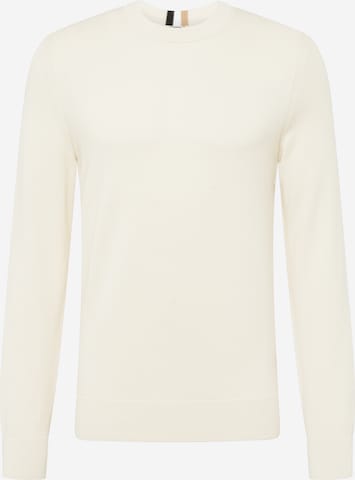 BOSS Black Пуловер 'Ecaio' в бяло: отпред