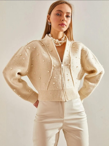 Cardigan 'Strickjacken' Bianco Lucci en beige : devant