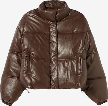 Bershka Winter Jacket in Brown: front