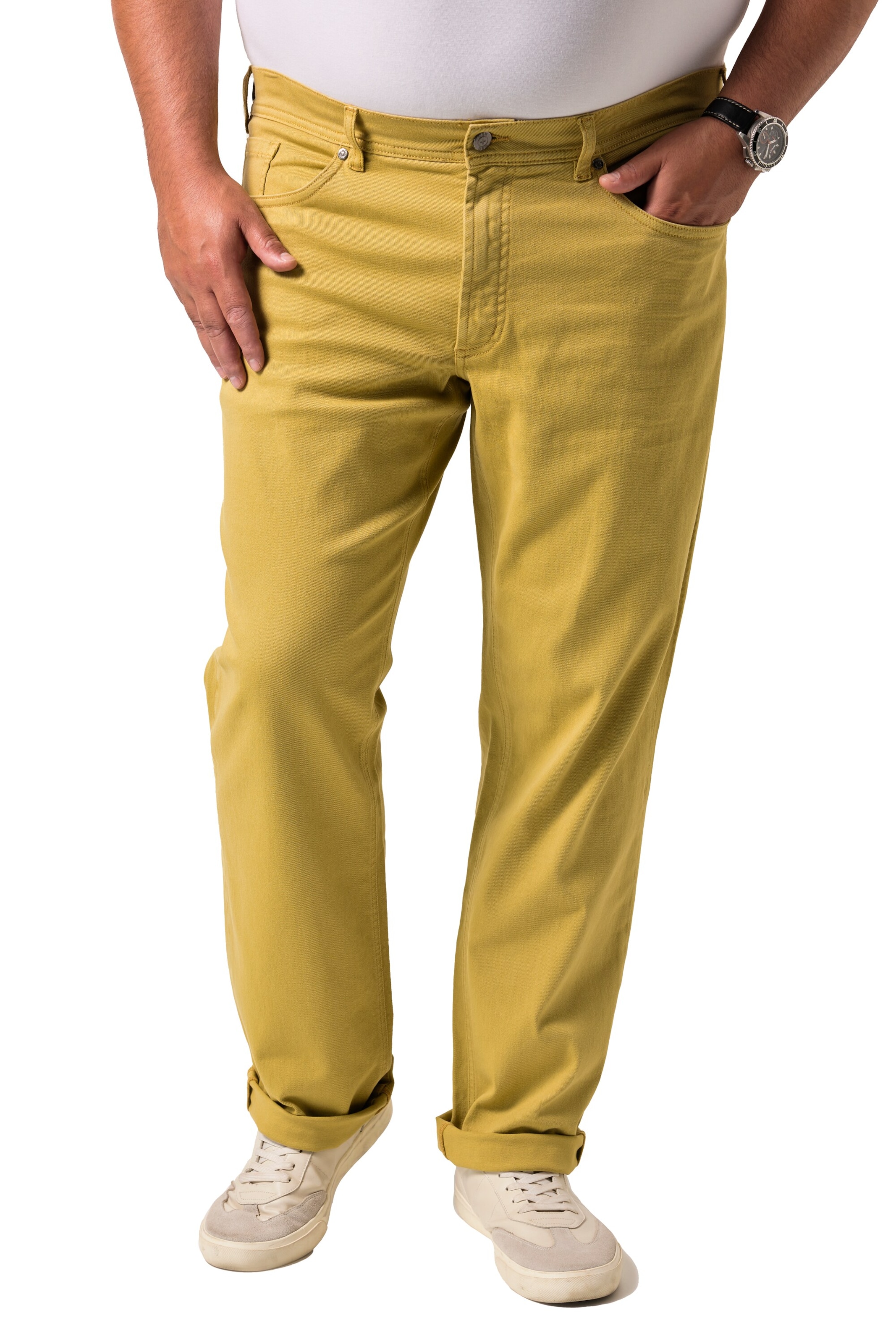 Men Plus Regular Jeans in Gelb: Vorderseite