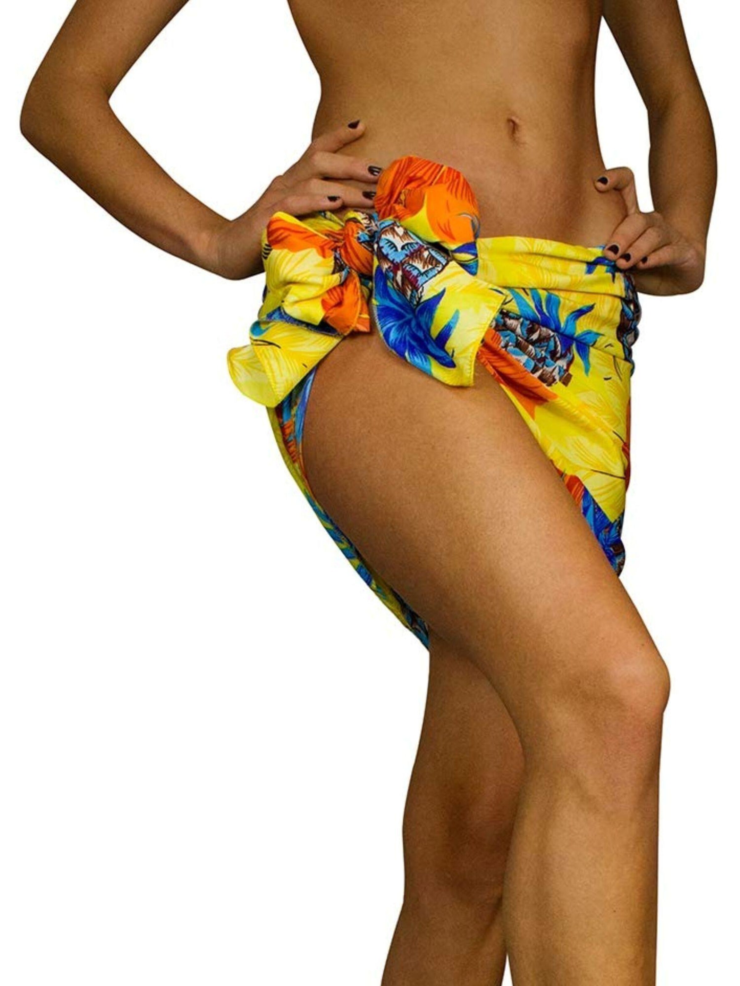 King Kameha Scarf 'Pineapple Hibiscus Shadow Line' in Yellow