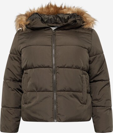 PIECES Curve Winter Jacket 'NATTY' in Brown: front