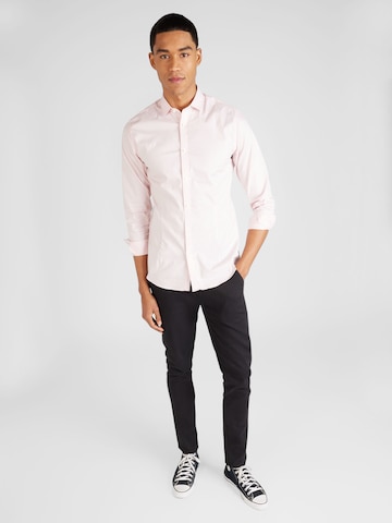JACK & JONES Slim fit Button Up Shirt 'PARMA' in Pink