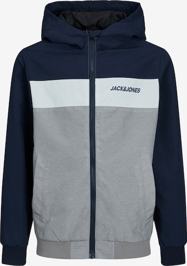 Jack & Jones Junior Φθινοπωρινό και ανοιξιάτικο μπουφάν 'Rush' σε ναυτικό μπλε / γκρι βασάλτη / λευκό, Άποψη προϊόντος