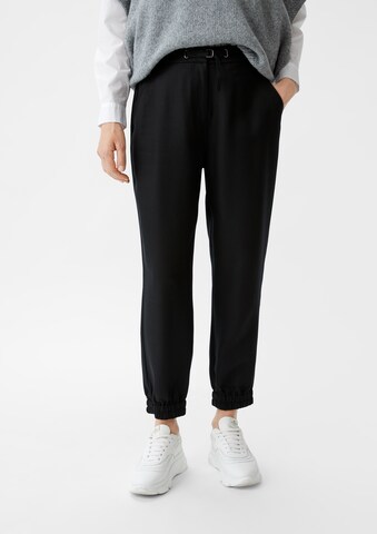 Tapered Pantaloni di comma casual identity in nero: frontale