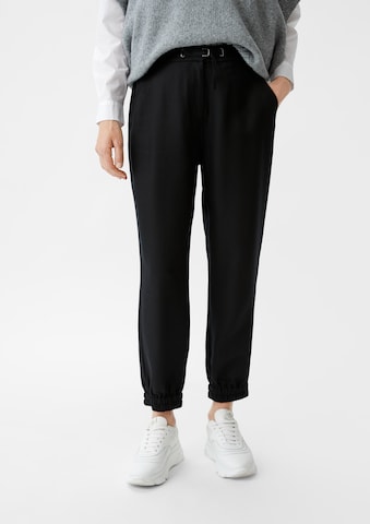 comma casual identity Tapered Trousers in Black: front