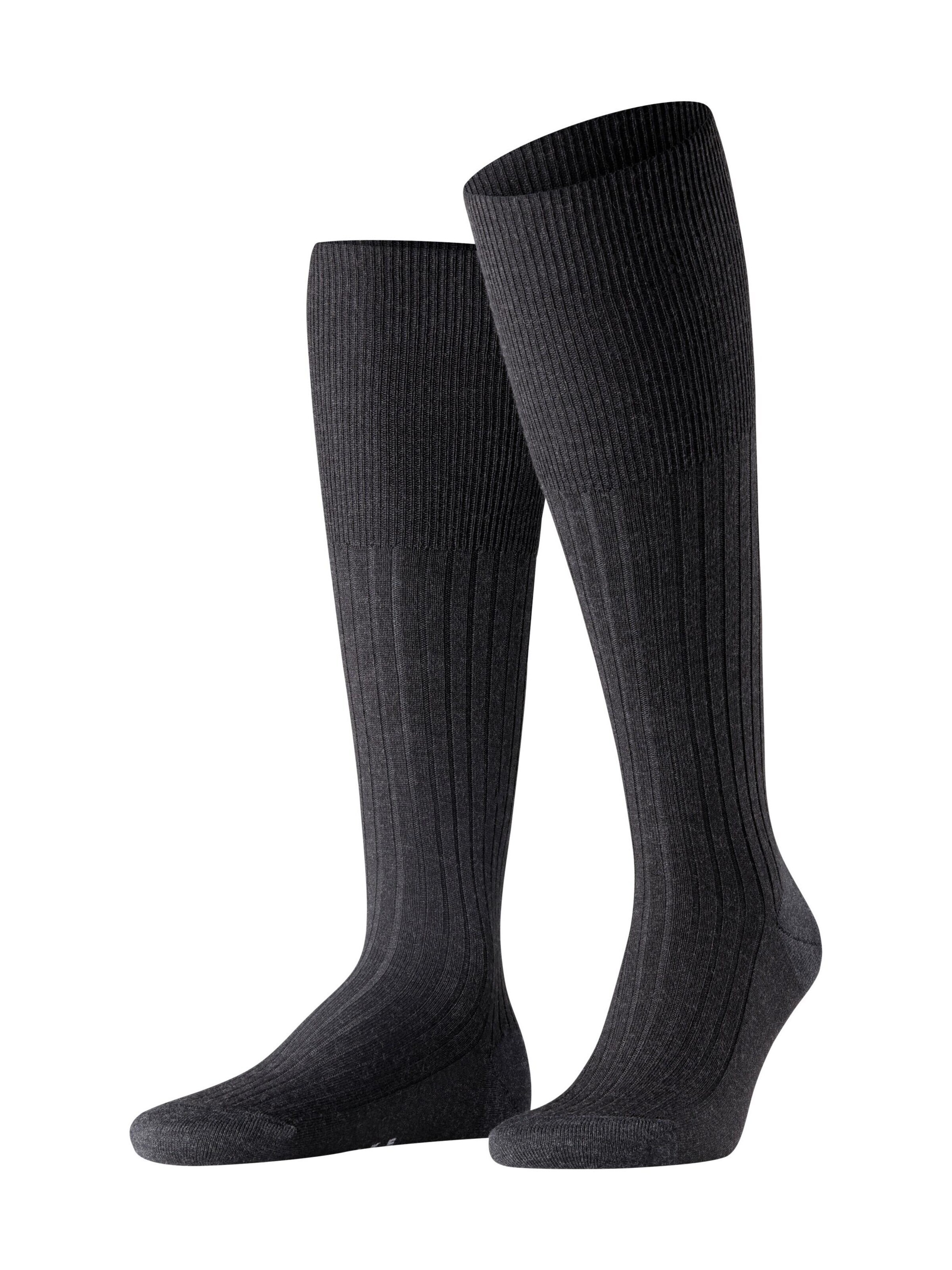 FALKE Knee High Socks 'Bristol Pure' in Grey: front