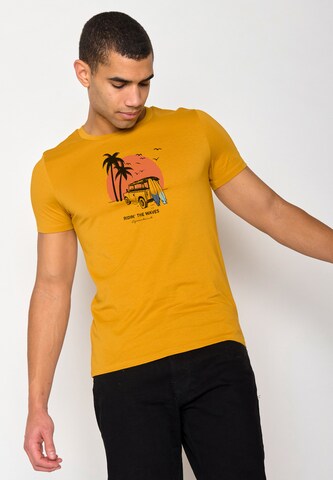 GREENBOMB Shirt 'Nature Car Surf' in Yellow: front