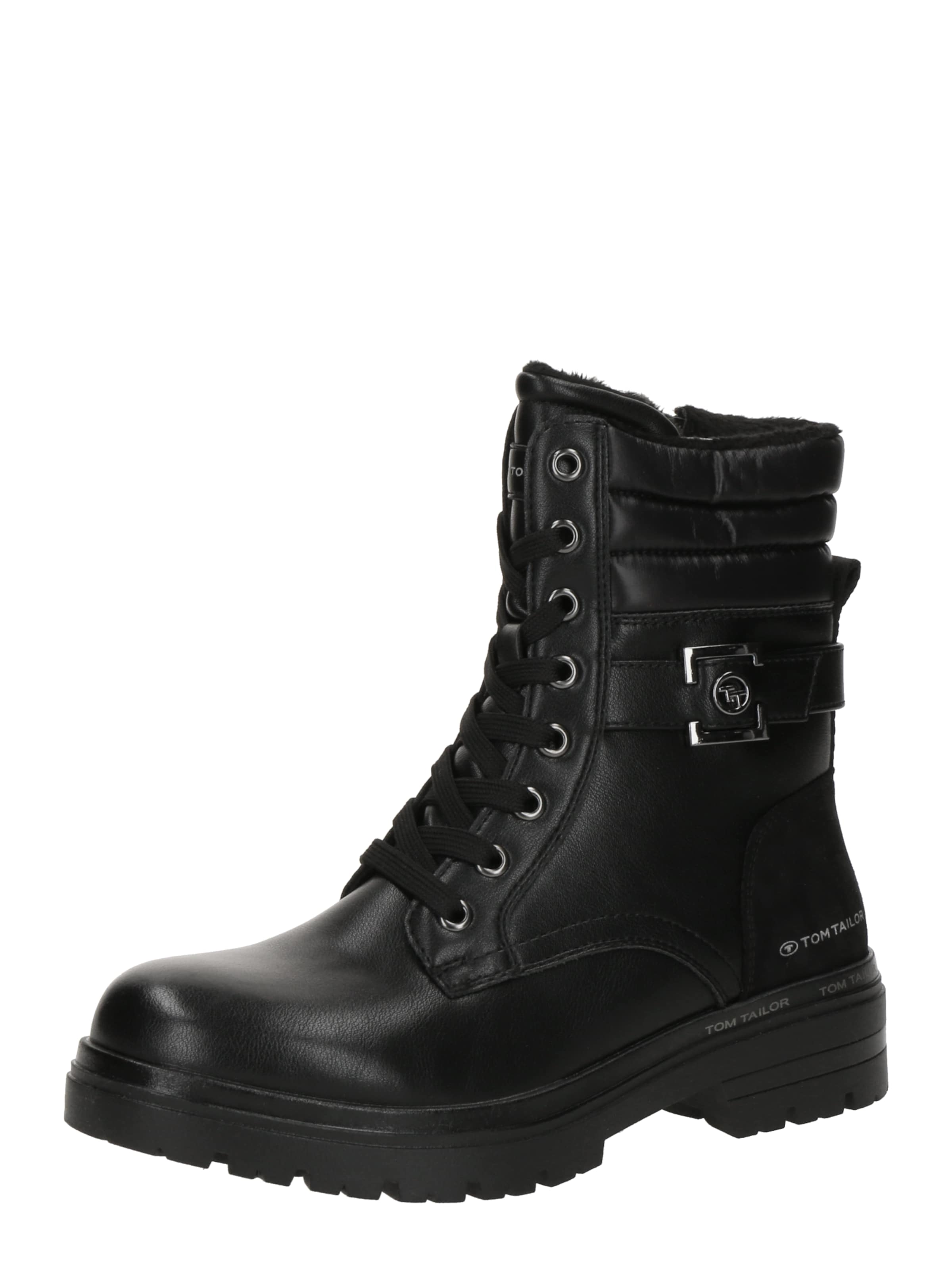 Ghete cu șireturi de la TOM TAILOR pe negru: față