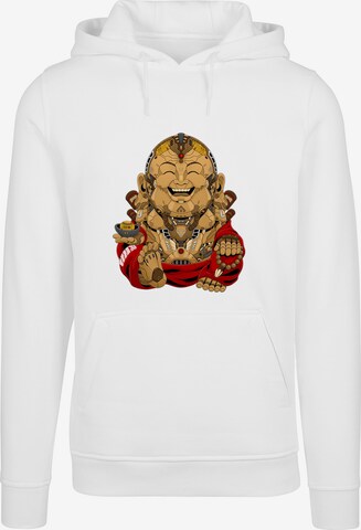 F4NT4STIC Sweatshirt 'Happy Cyber Buddha' in Wit: voorkant
