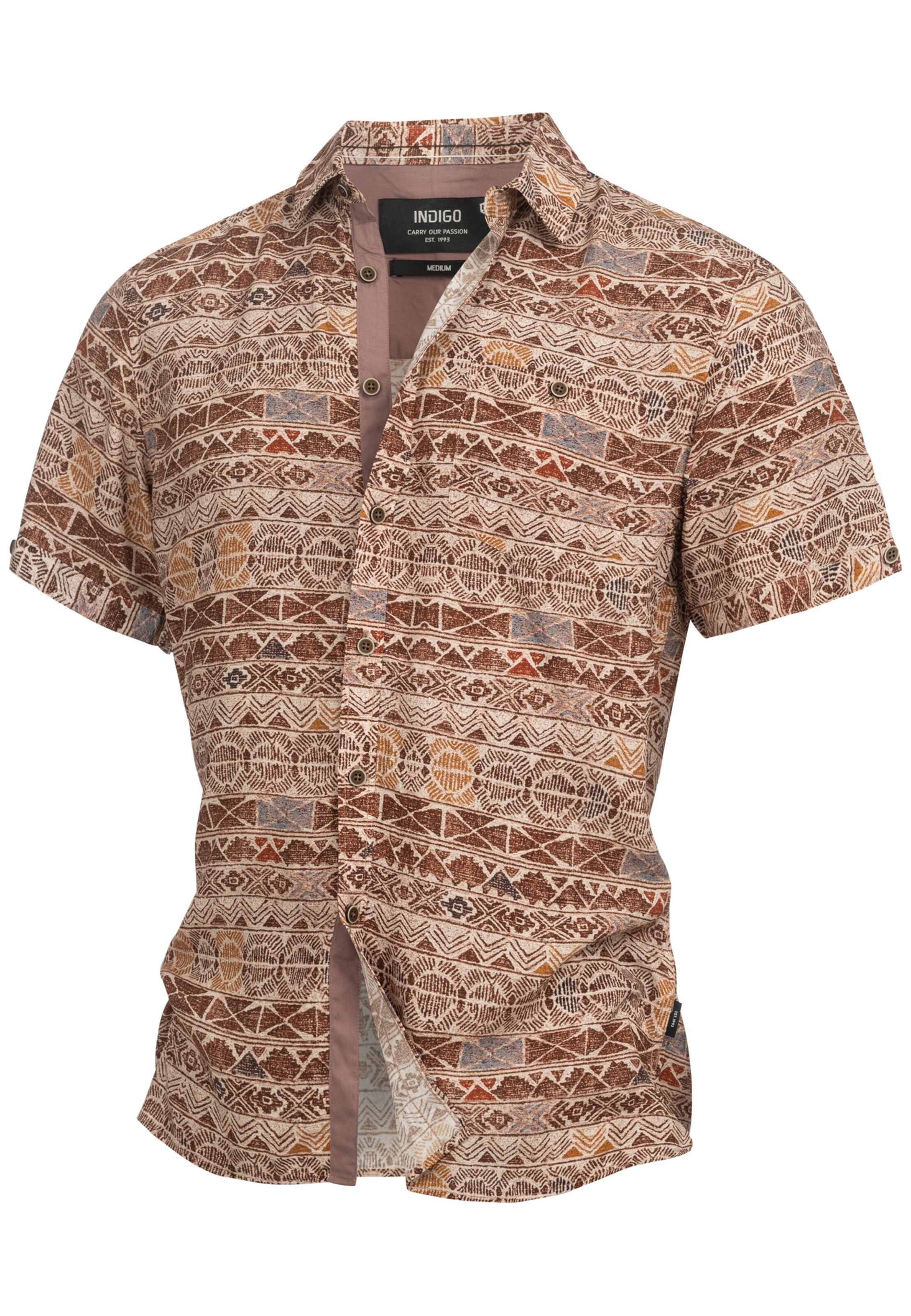 INDICODE JEANS Regular fit Button Up Shirt in Brown: front