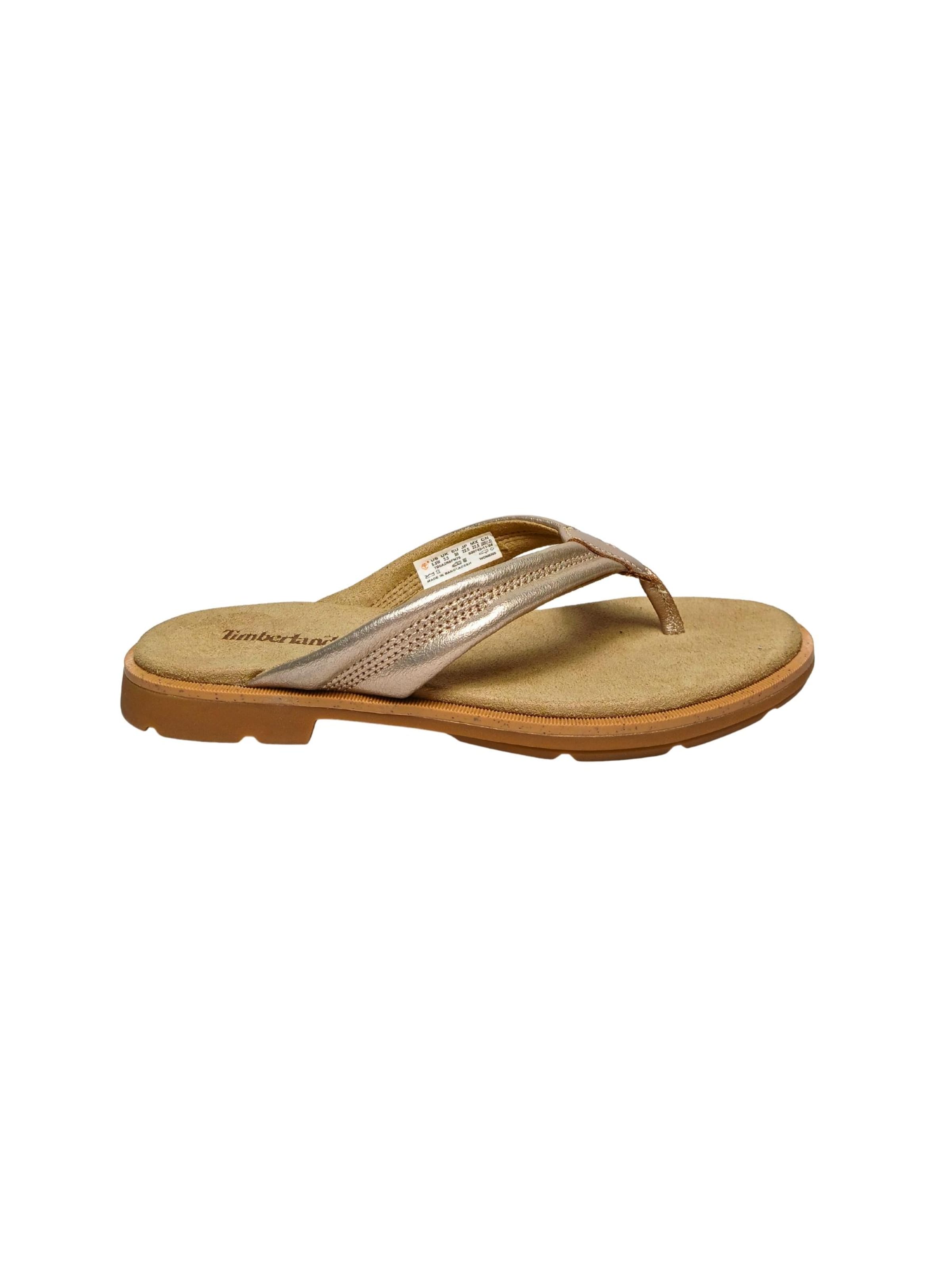 TIMBERLAND T-Bar Sandals in Gold: front