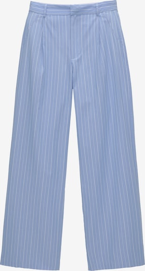Pantaloni con pieghe Pull&Bear di colore blu chiaro / bianco, Visualizzazione prodotti