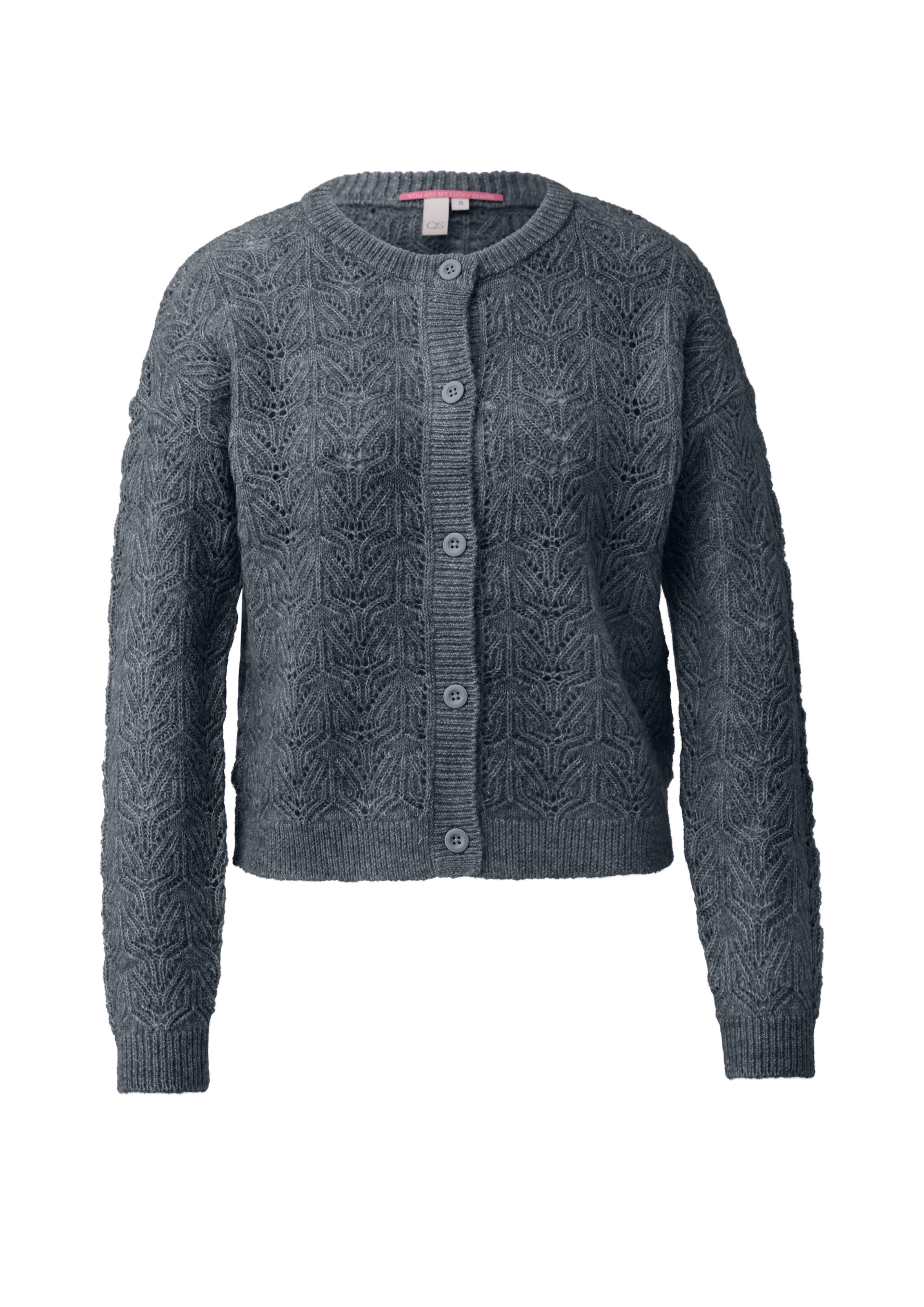 QS Strickjacke in Grau: Vorderseite
