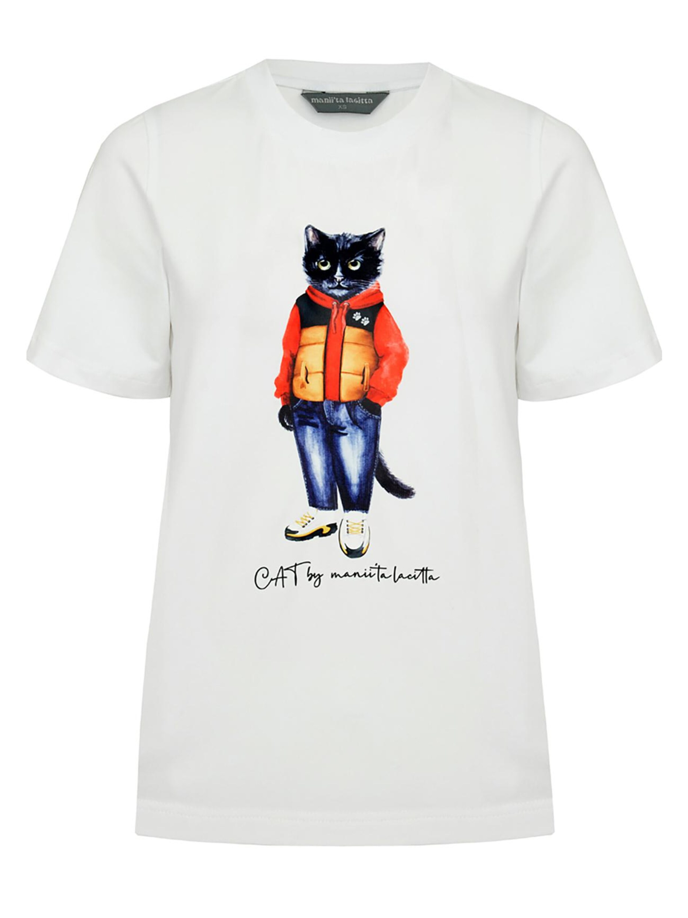 Cat e Lolette Shirt 'Sport Casual Cat'‌‌‌‌‌‌‌‌‌ in Weiß: Vorderseite