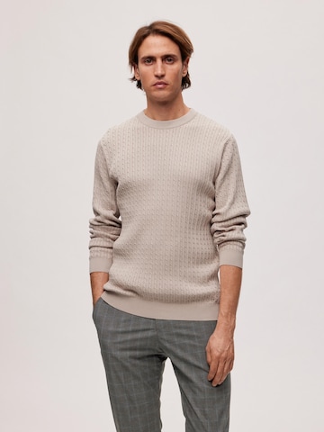 SELECTED HOMME Sweater 'MADDEN' in Beige: front