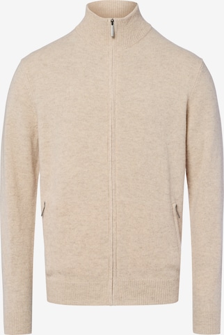 Andrew James Gebreid vest in Beige: voorkant