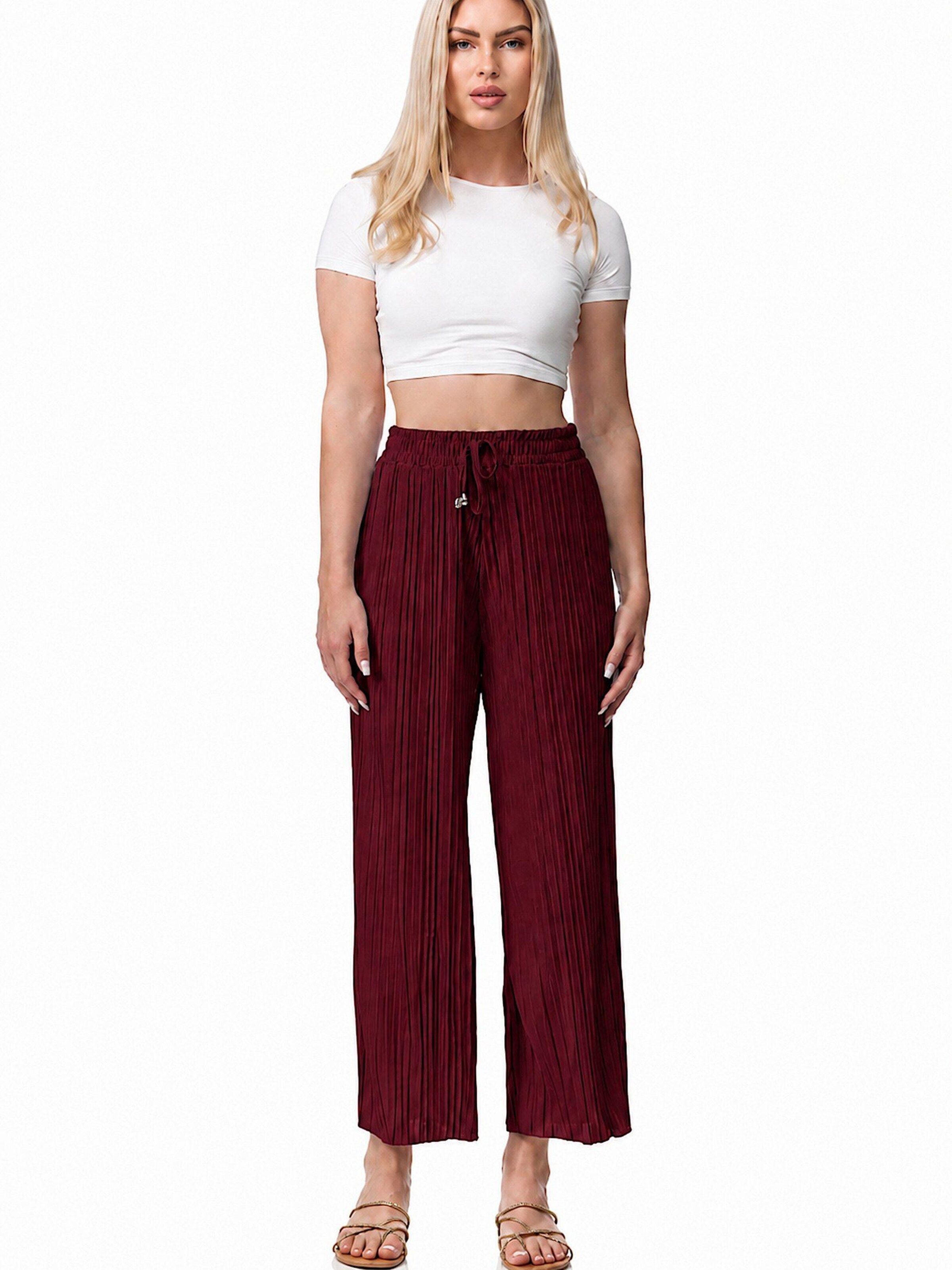 Worldclassca Loosefit Bügelfaltenhose 'Damen Plissee Sommer Hose'‌‌‌‌‌‌ in Rot: Vorderseite