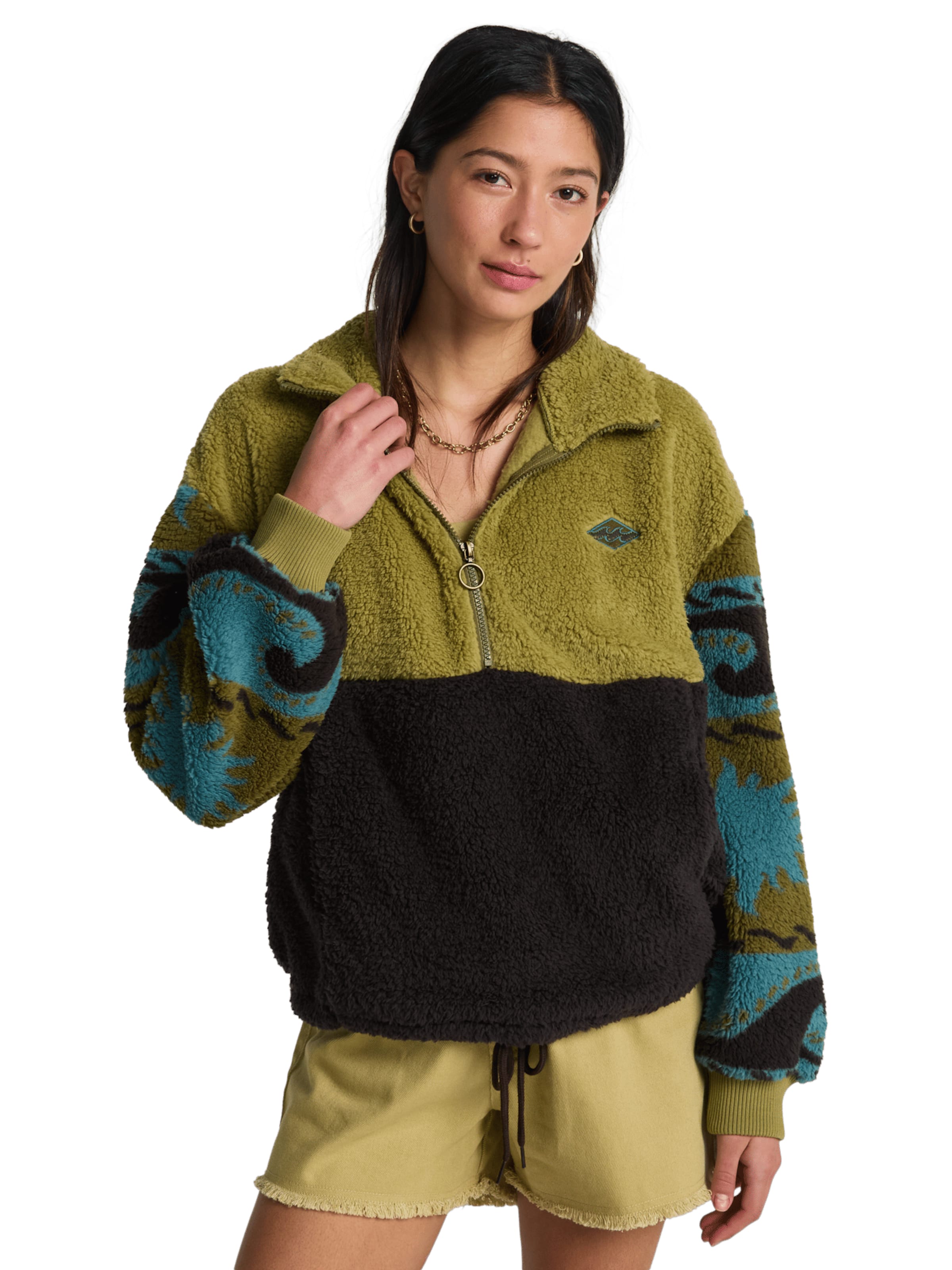 BILLABONG Fleece Jacket 'Time Off' in Green: front
