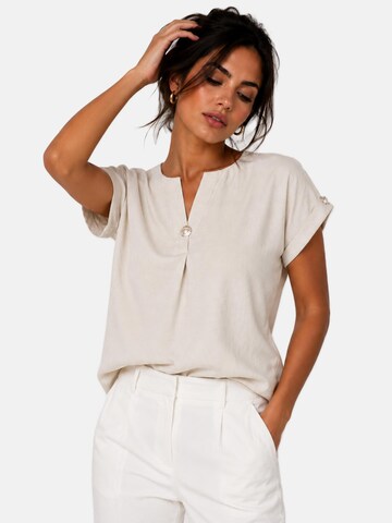 REGINA FASHION Bluse 'Blouse with button' i beige