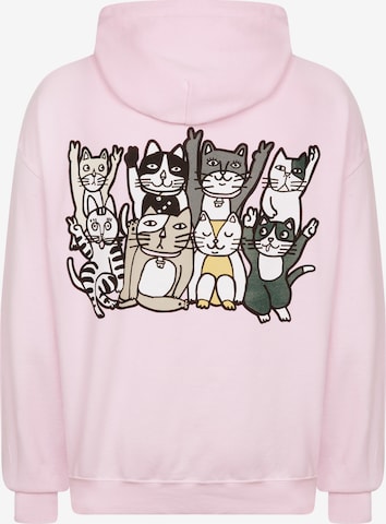 New Love Club Kapuzensweatshirt 'CAT GROUP' in Pink: predná strana