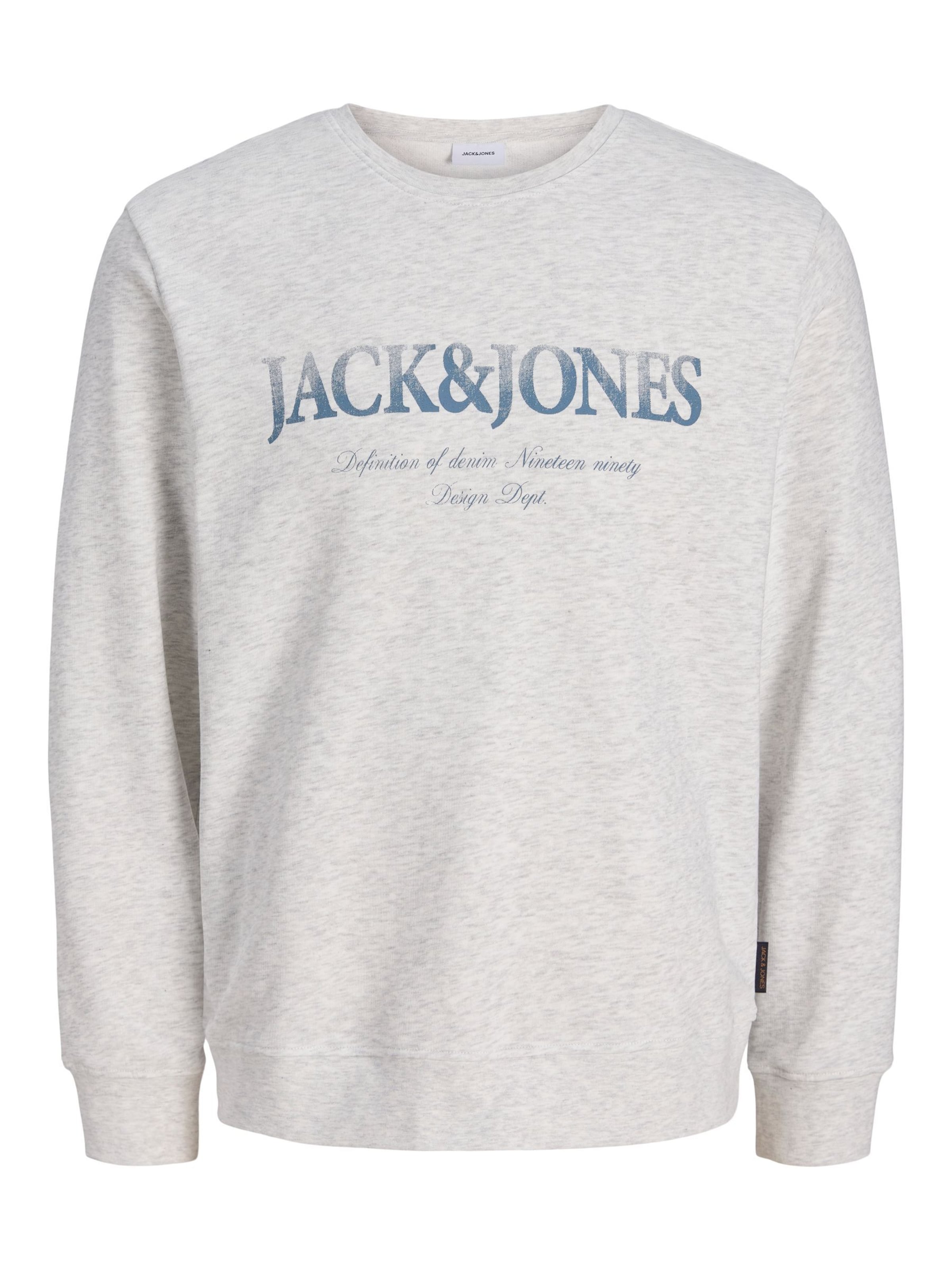 JACK & JONES Sweatshirt 'JJDevin Daytona' in de kleur Opaal / Wit gemêleerd, Productweergave