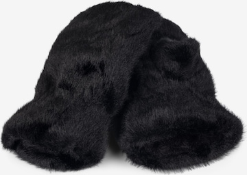 styleBREAKER Kurzfingerhandschuhe 'Fingerlose Handschuhe Kunstfell Einfarbig' in Schwarz: Vorderseite