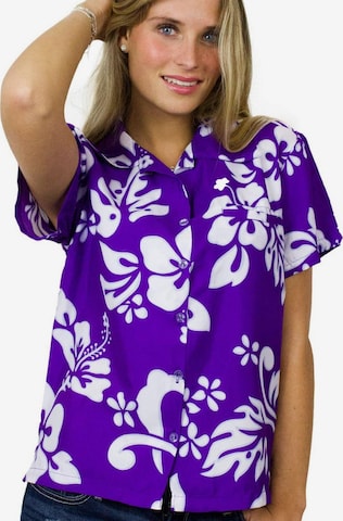 King Kameha Blouse 'Hibiscus' in Purple: front