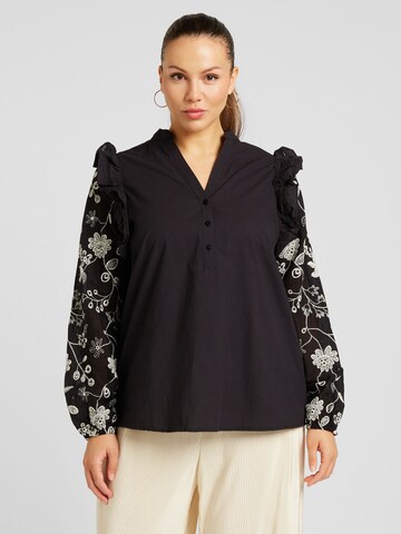 Camicia da donna 'COLLIE' di ONLY Carmakoma in nero: frontale