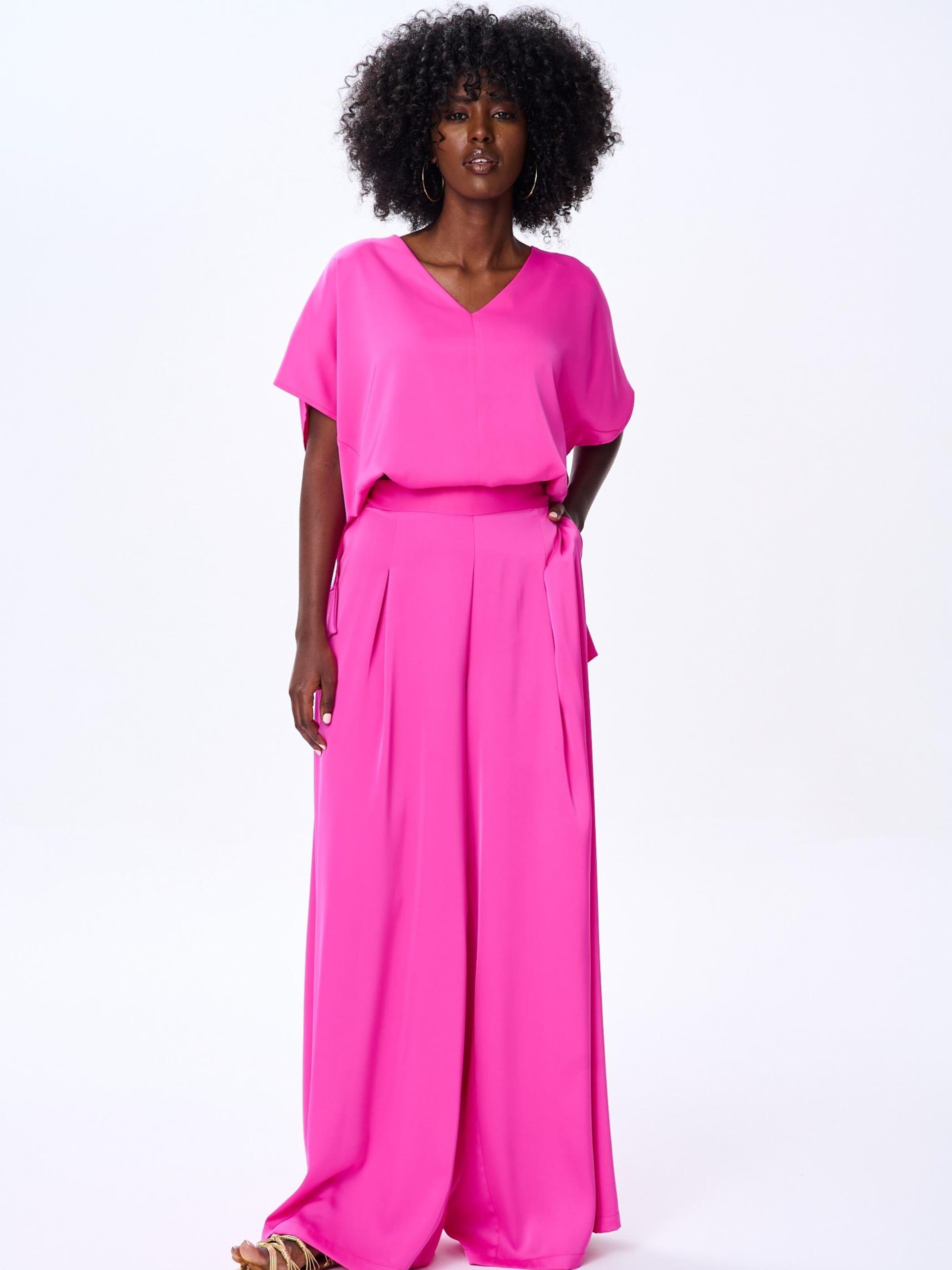 Blue Shadow Wide Leg Hose in Pink: Vorderseite