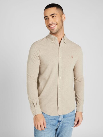 Coupe slim Chemise Polo Ralph Lauren en beige : devant