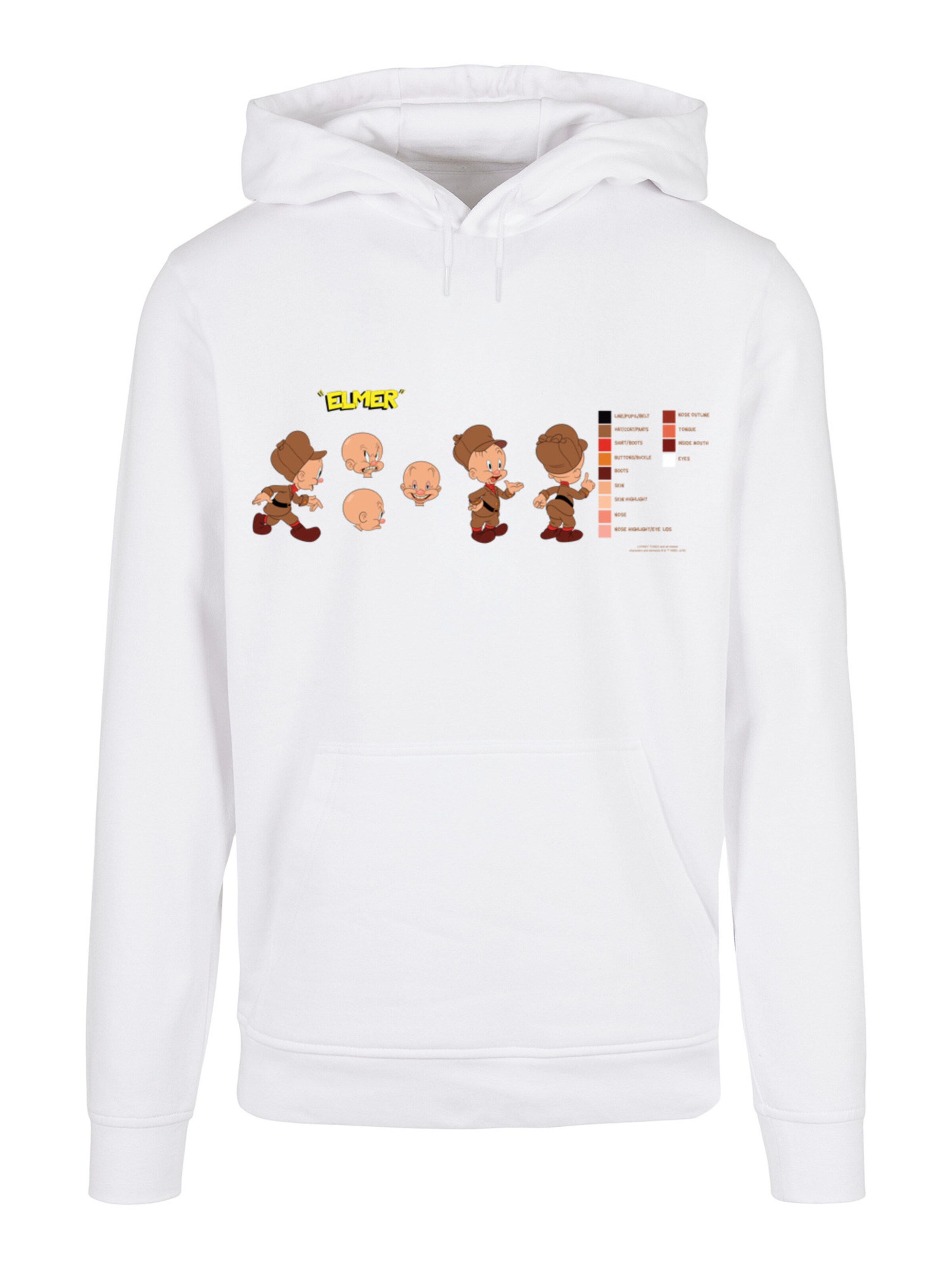 F4NT4STIC Sweatshirt 'Looney Tunes Serie Elmer Fudd' in Wit: voorkant