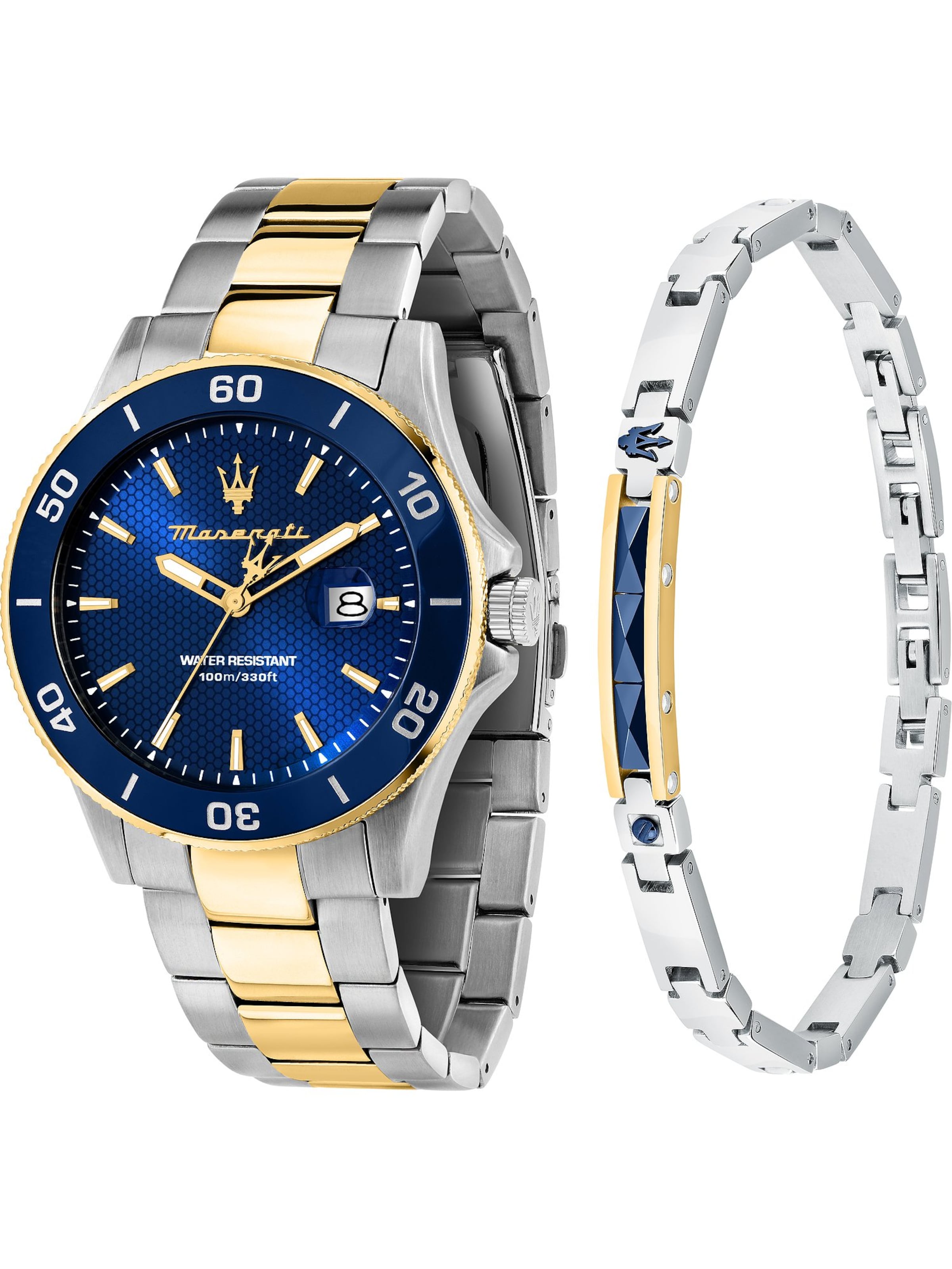 Maserati Analoguhr in Silber: Vorderseite