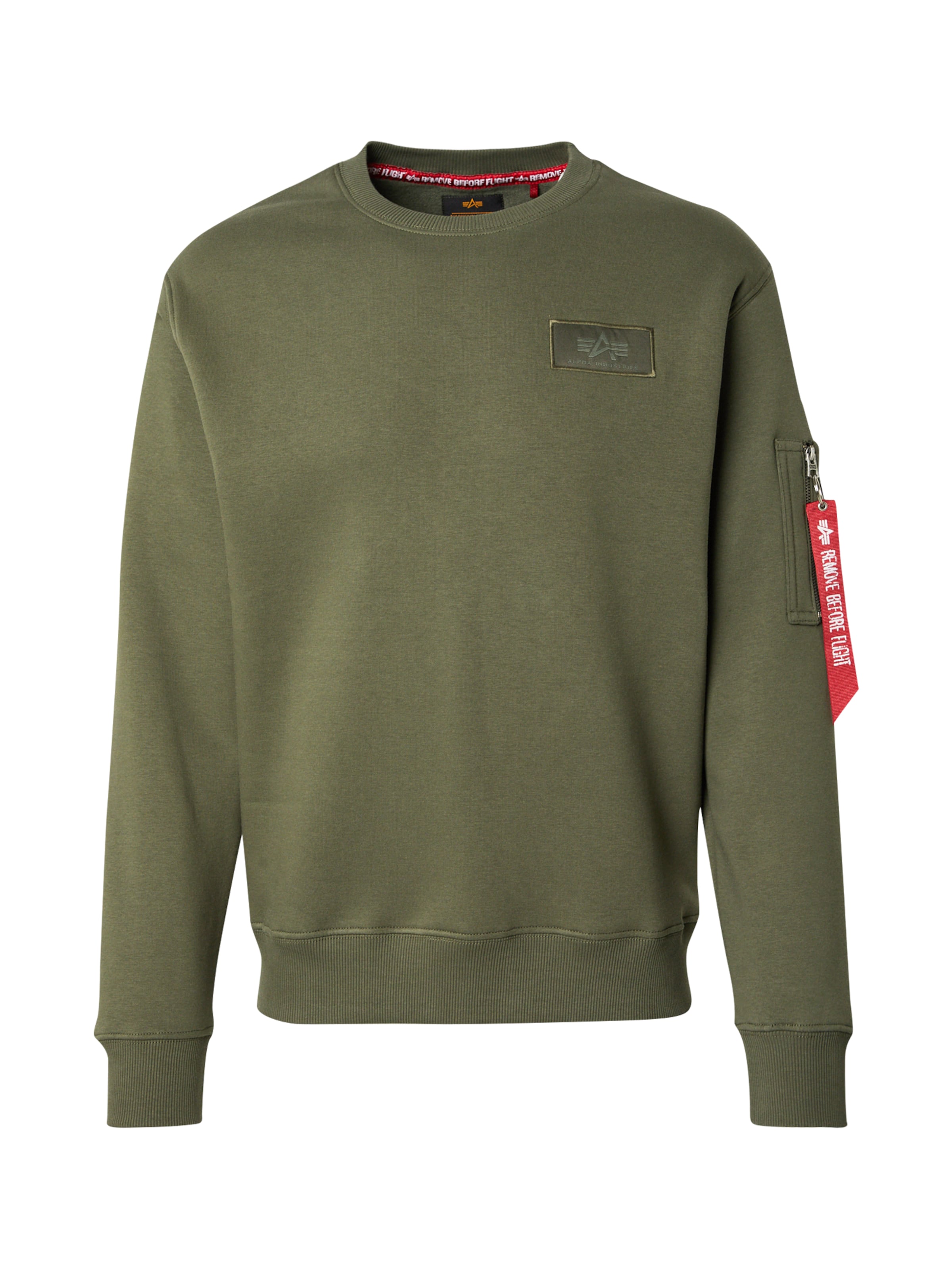 ALPHA INDUSTRIES Μπλούζα φούτερ σε λαδί / ροδοκόκκινο / μαύρο / λευκό, Άποψη προϊόντος