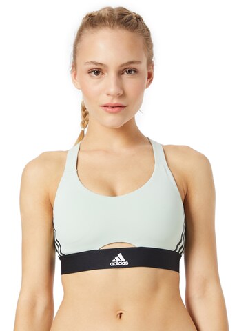 ADIDAS SPORTSWEAR Bustier Športni nederček 'Powerreact Medium-Support Hyperglam' | zelena barva: sprednja stran