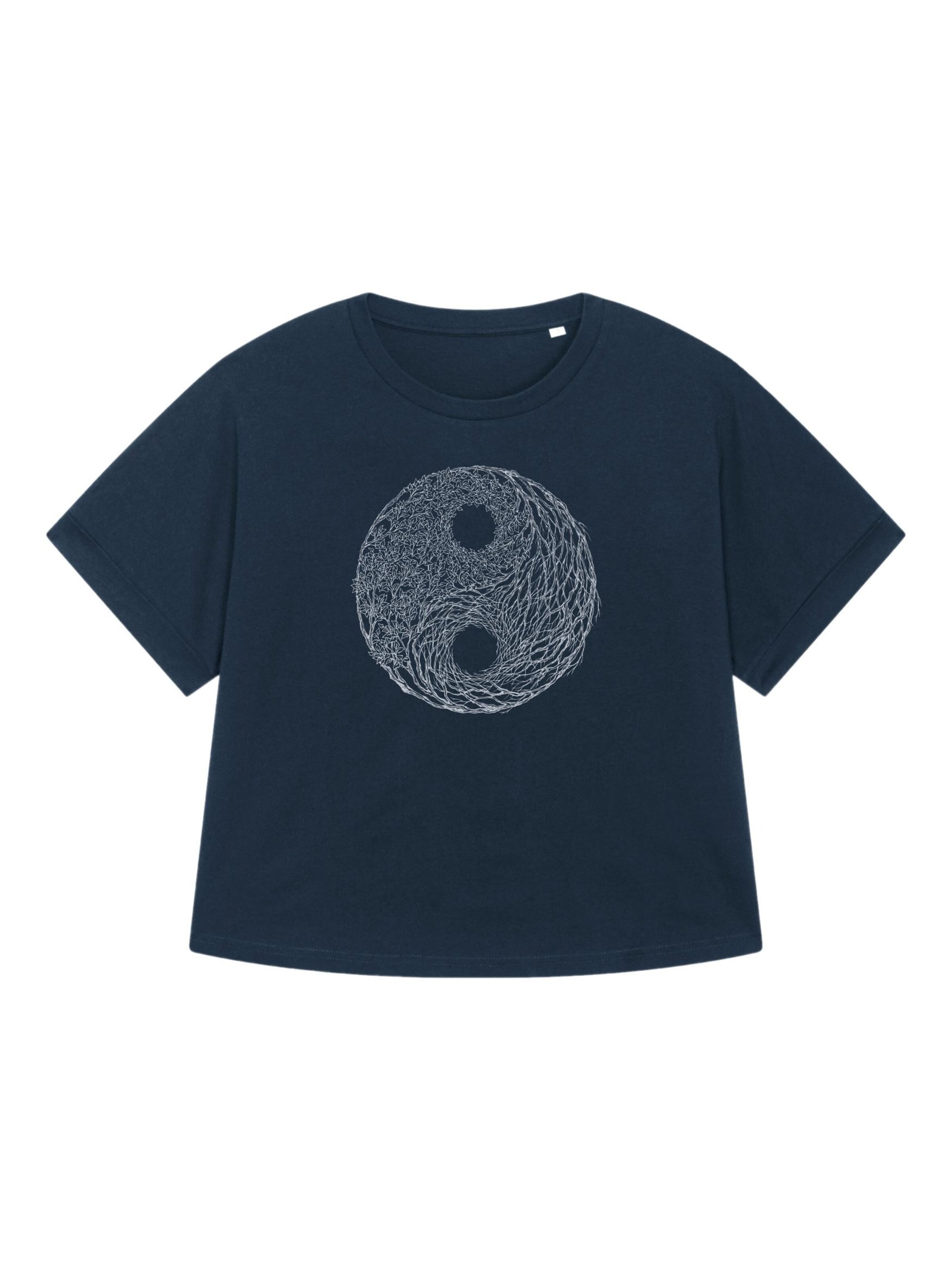 Life-Tree Oversizeshirt 'Organic Fairwear Oversized Shirt Women YinYang Navy Blue'‌‌‌‌‌‌‌‌ in Blau: Vorderseite