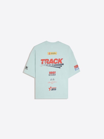 Bershka T-Shirt 'SAVAG' in Blau