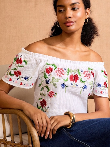 Chemisier love & roses en blanc