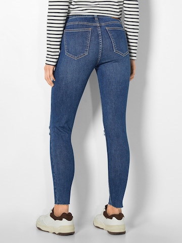 Bershka Skinny Džínsy - Modrá