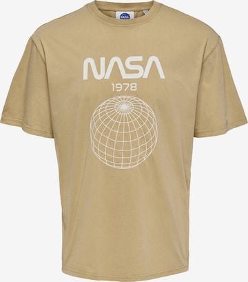 Only & Sons T-Shirt 'NASA' in Braun: predná strana
