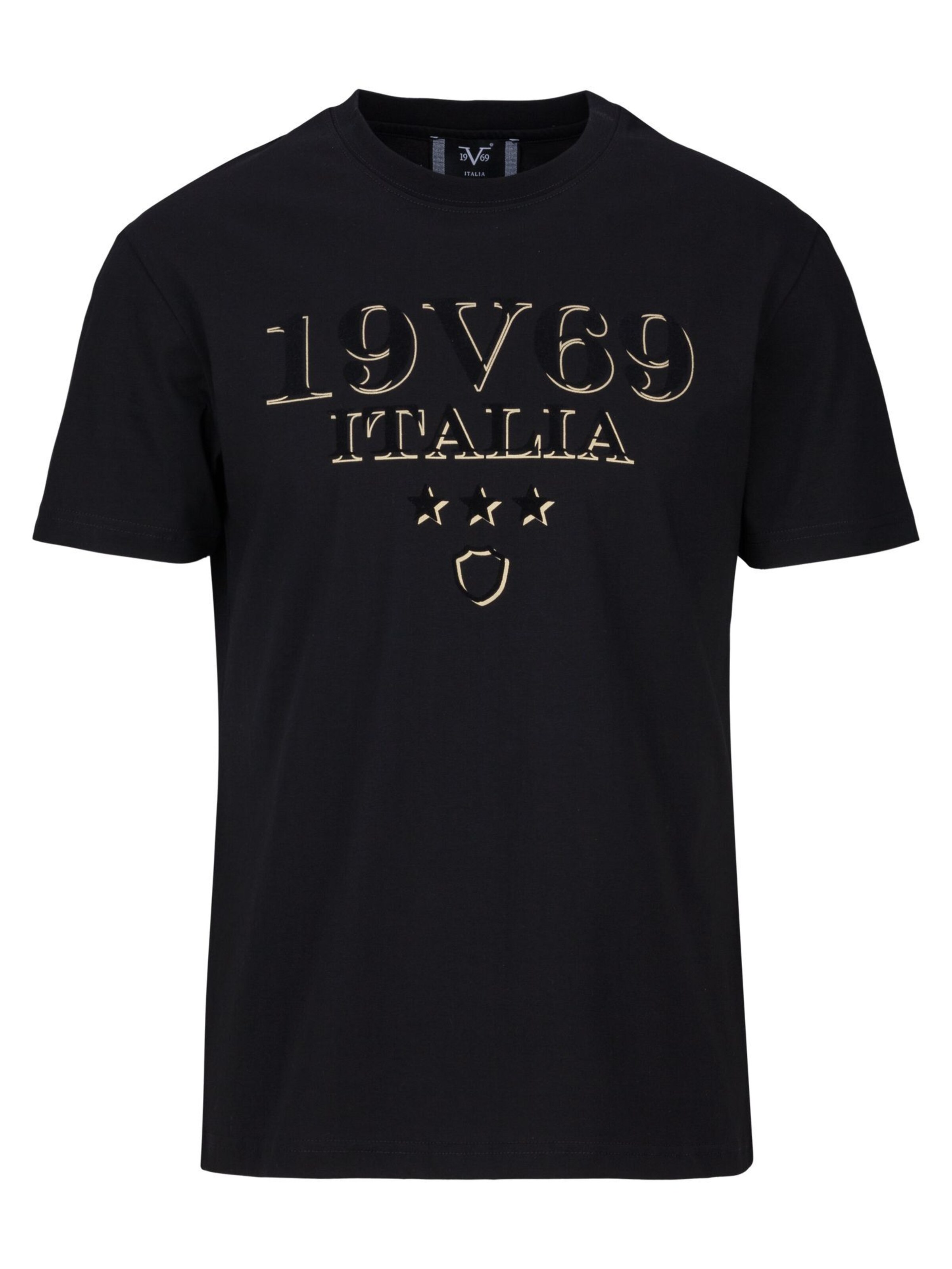 19V69 ITALIA Тениска 'Rafael' в черно: отпред