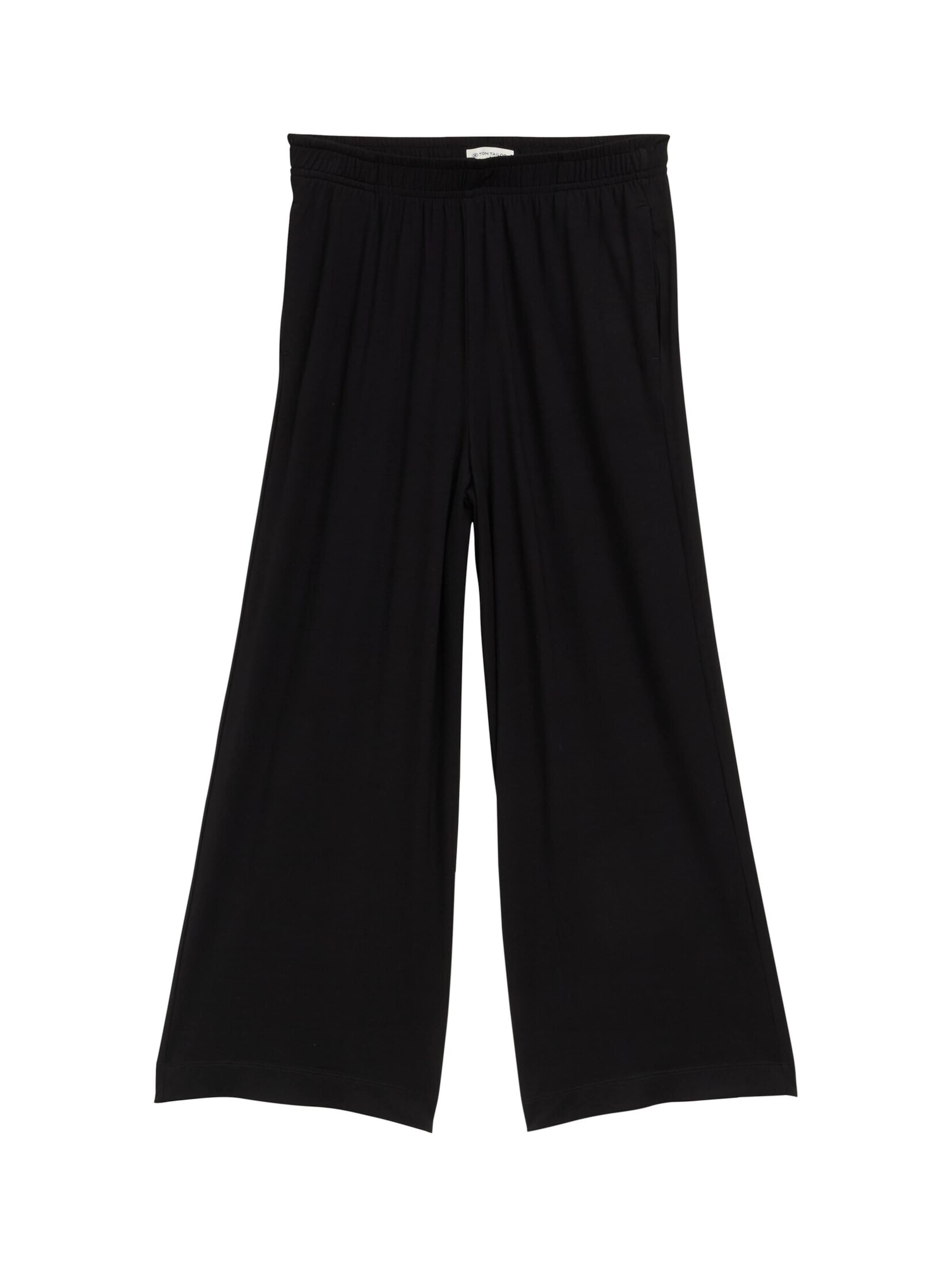 TOM TAILOR Wide leg Broek in Zwart: voorkant