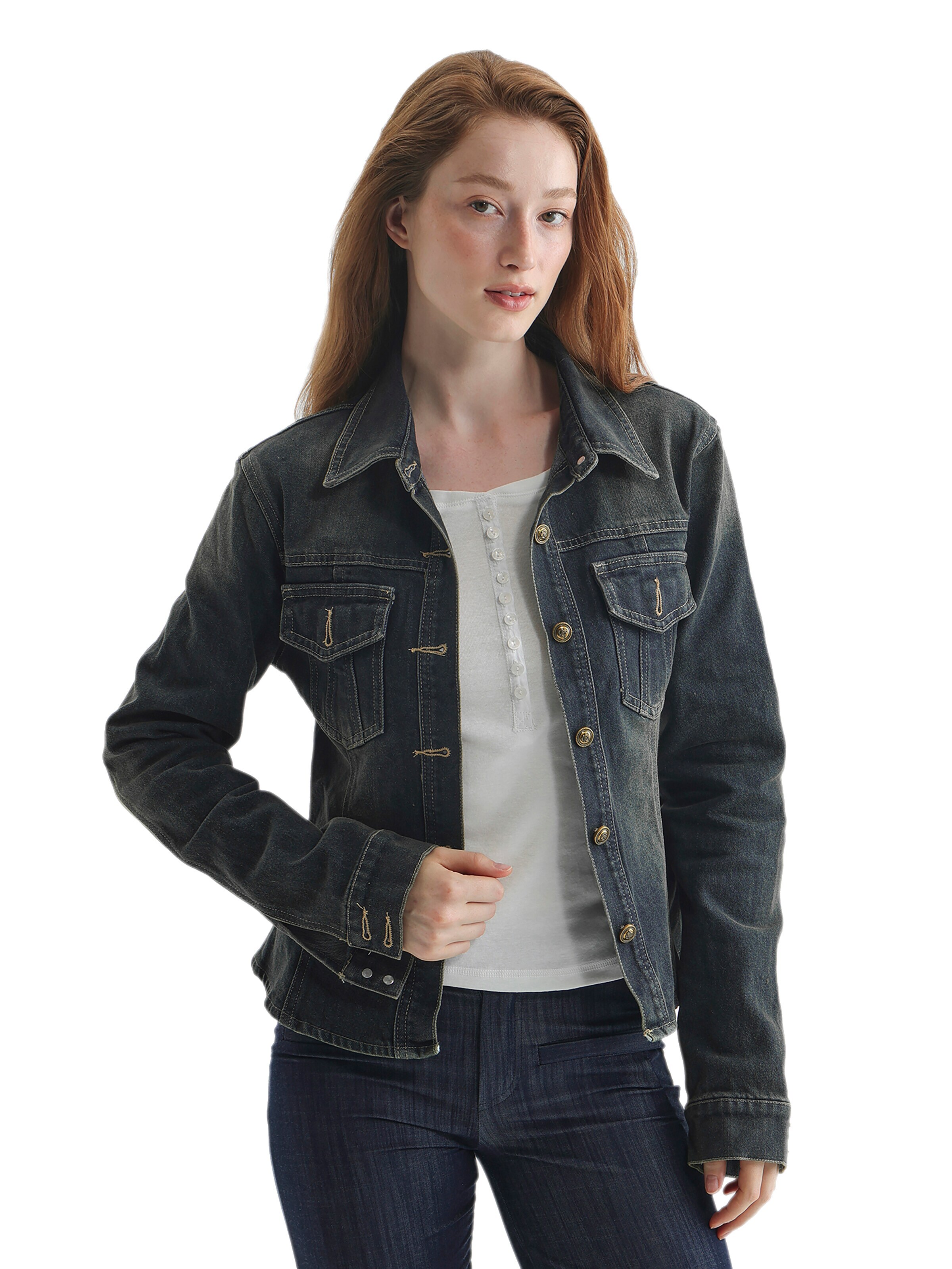 TorWeit Between-Season Jacket 'Fitted Denim Jacket' in Blue