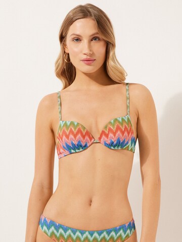 CALZEDONIA T-shirt Bikini Top 'Elegant Chevron' in Mixed colors: front