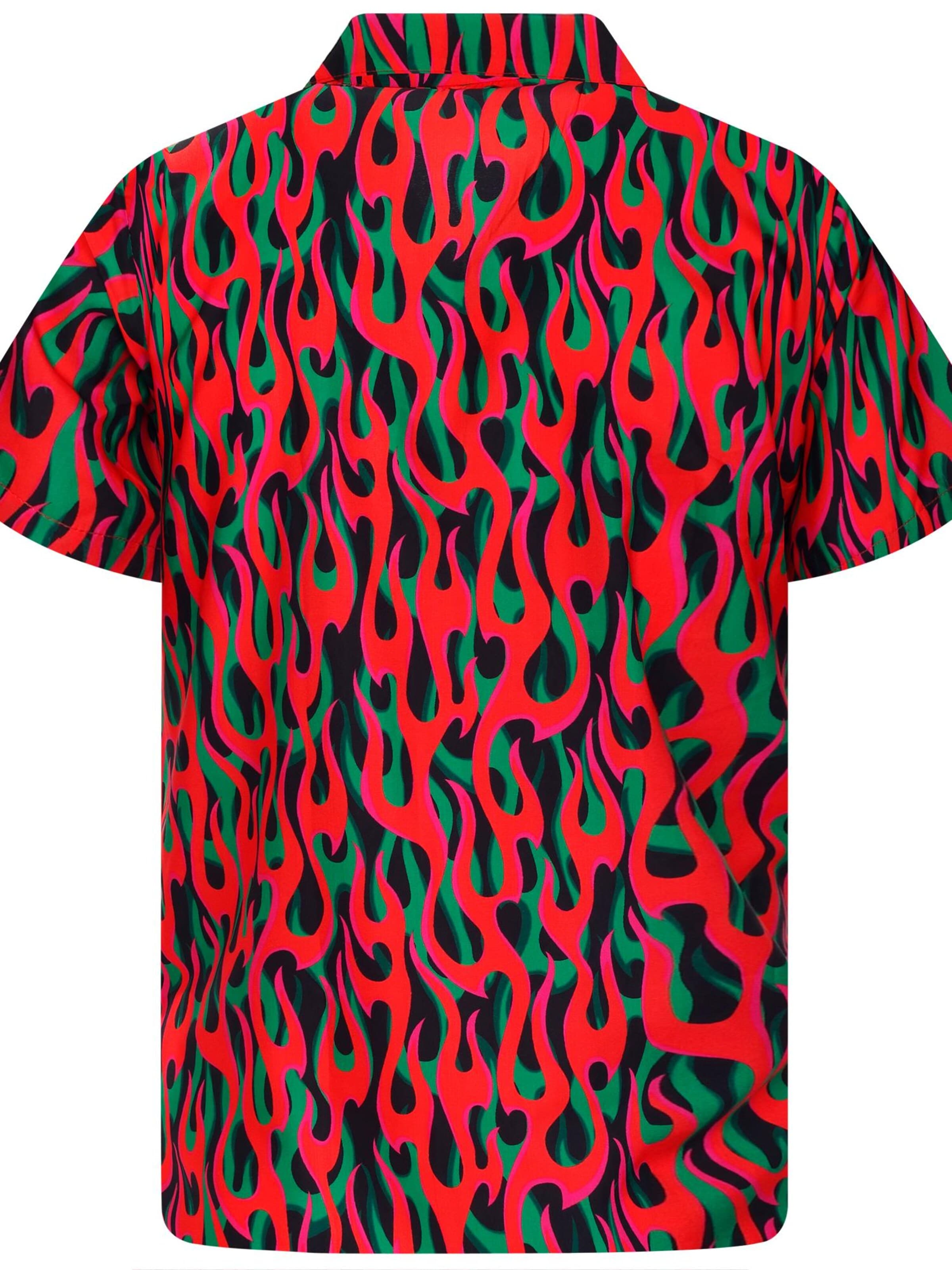 King Kameha Shirt 'Flames Allover' in Red