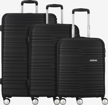 American Tourister Suitcase Set 'Wavestream' in Black: front