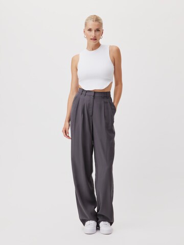 LeGer by Lena Gercke Wide leg Pleat-front trousers 'Draco' in Grey