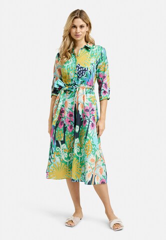 Milano Italy Gemustertes Hemdblusenkleid mit 3/4-Ärmeln in Mischfarben: Vorderseite